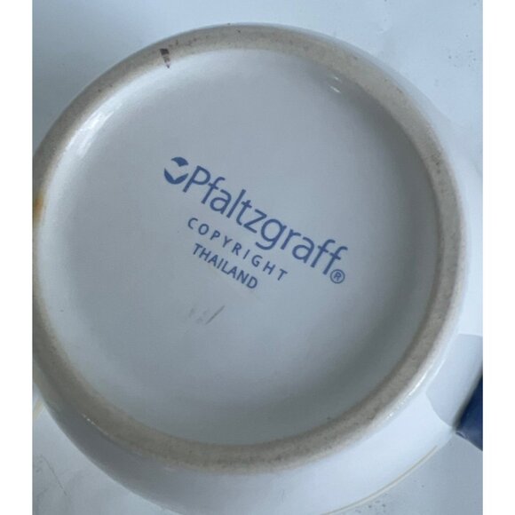 Pfaltzgraff Summer Breeze Coffee Mugs Yellow Blue Mint Set Of 2 16oz GrannyCore - Picture 5 of 5